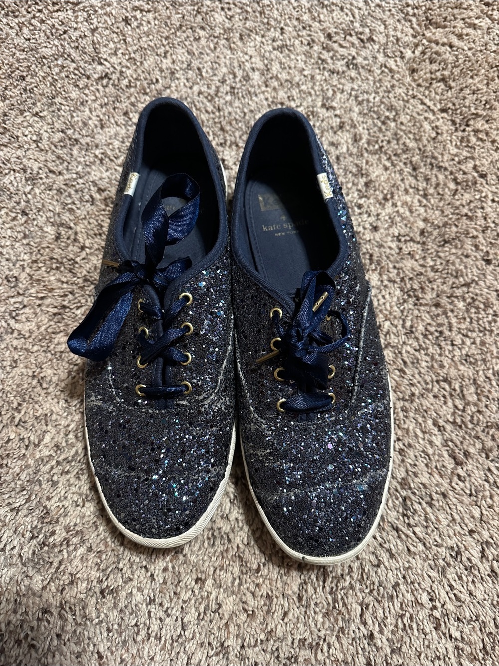 kate spade Navy Glitter Ribbon Lace Keds